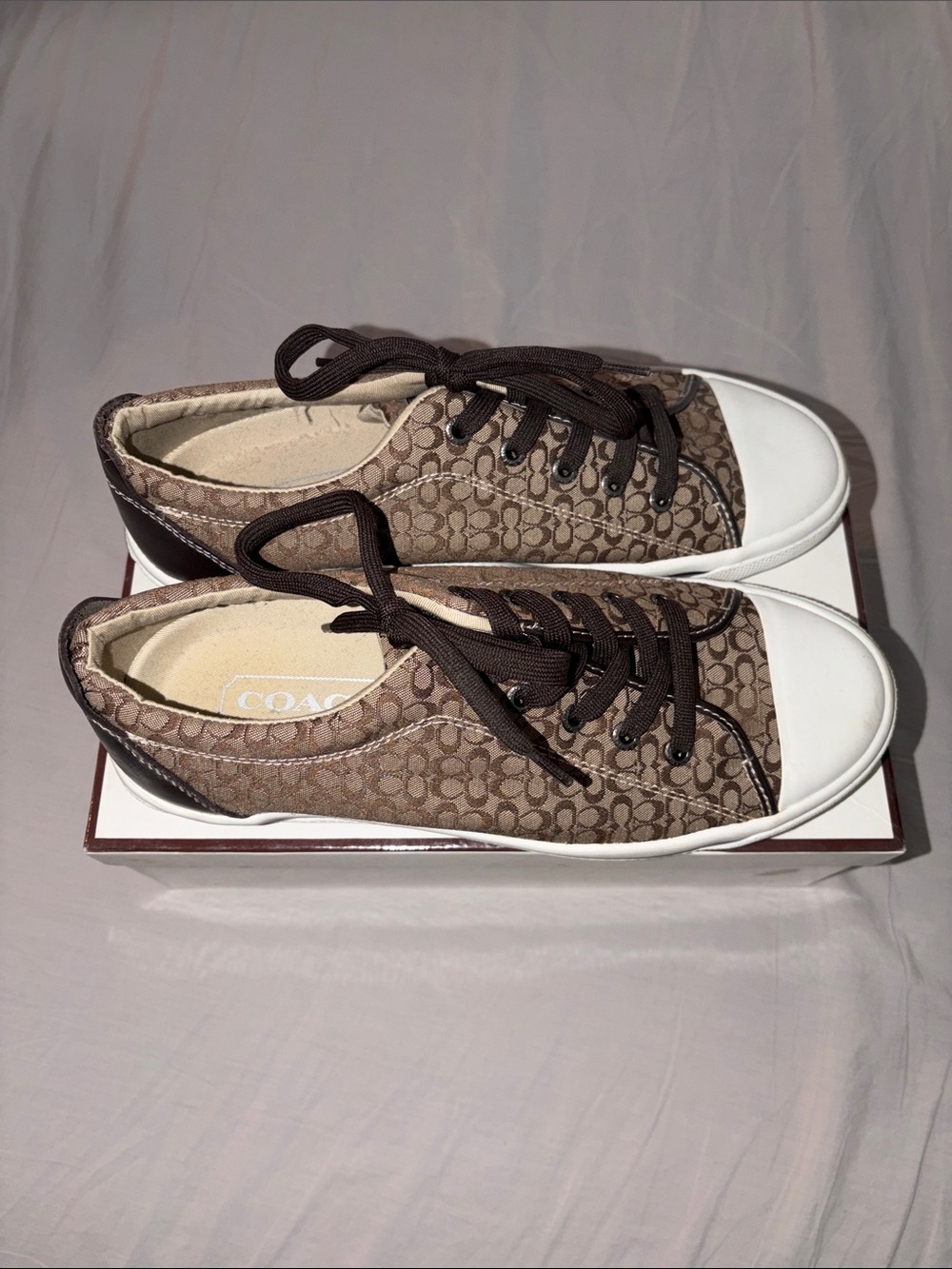Coach Bobbi A1016 Mini Logo Canvas & Leather Sneaker w/ Original Box